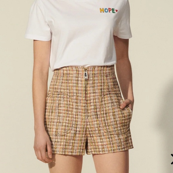 SANDRO Hubert Zip Front Tweed Shorts - size 40 worn once great condition - Picture 3 of 13